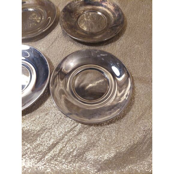 4 Demitasse Continentale Saucers Silverplate, Plates Only, No Cups, 4", Brazil - Picture 5 of 12